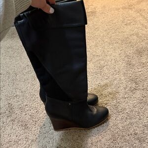 UGG Black Knee-High Wedge Boots